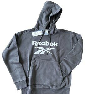 Reebok Womens Sweatshirt Hoodie Size Large Fleece Athletic Black‎ White Logo NWT